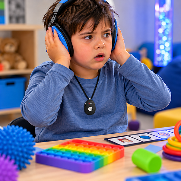 Child with Headphones and Sensory Toys22